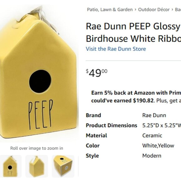 MAGENTA x Rae Dunn "PEEP" Artisan Collection Square Birdhouse - NEW! - Picture 10 of 10